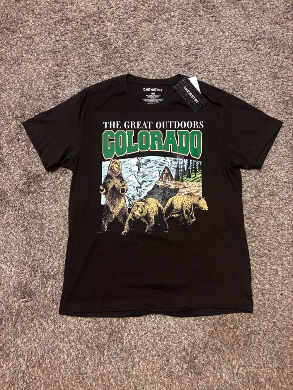 Chemistry Black Tee with Green Colorado Graphic